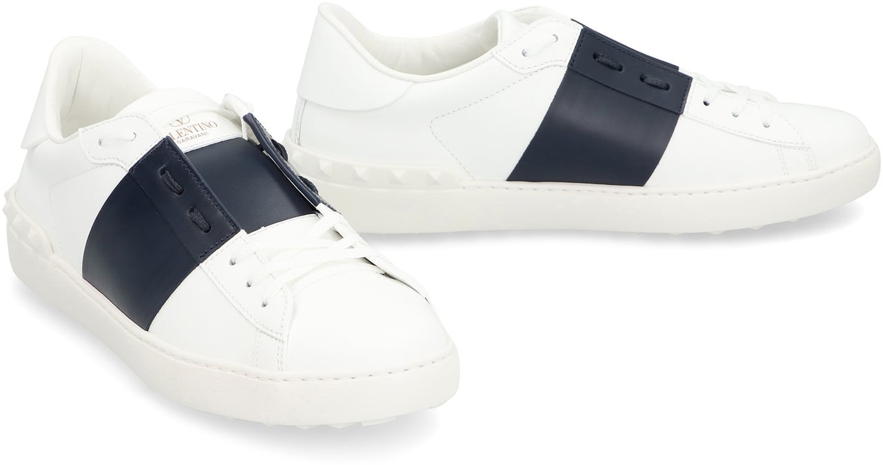 Valentino Open leather low-top sneakers Wit