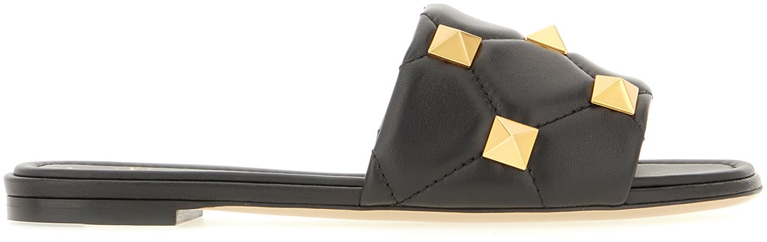 Valentino Valentino Black nappa leather slippers Zwart
