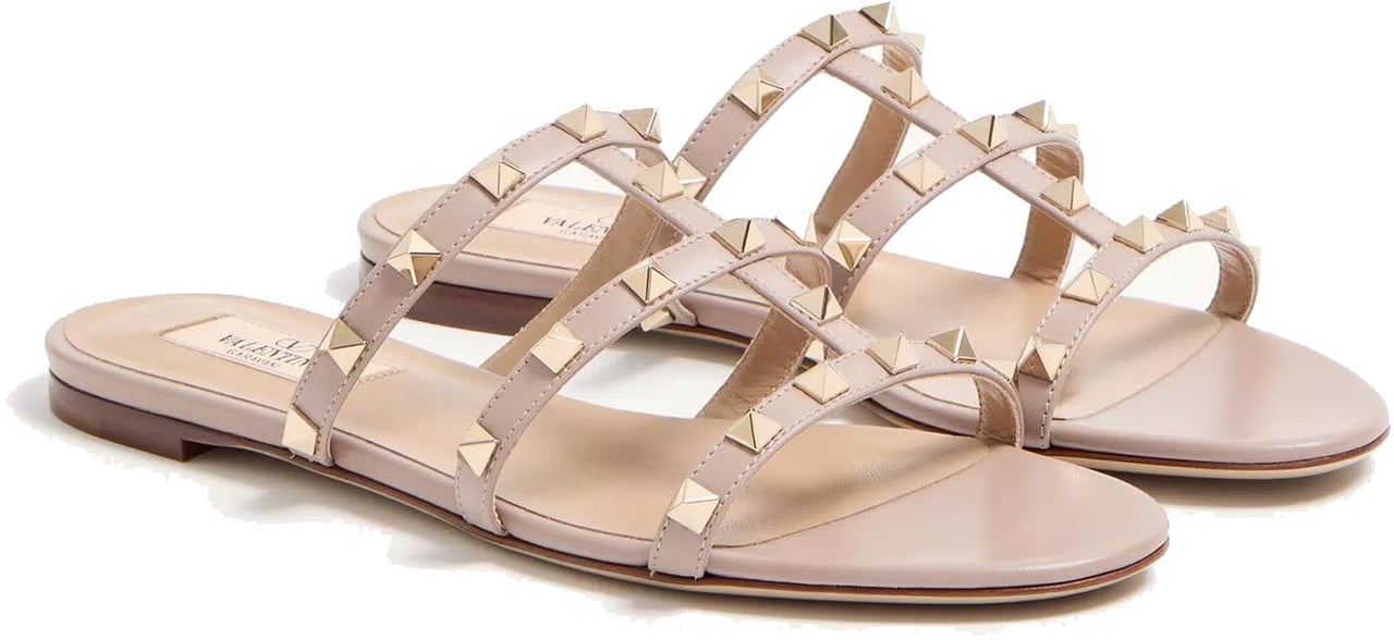 Valentino VALENTINO GARAVANI Rockstud Slide Sandals Roze