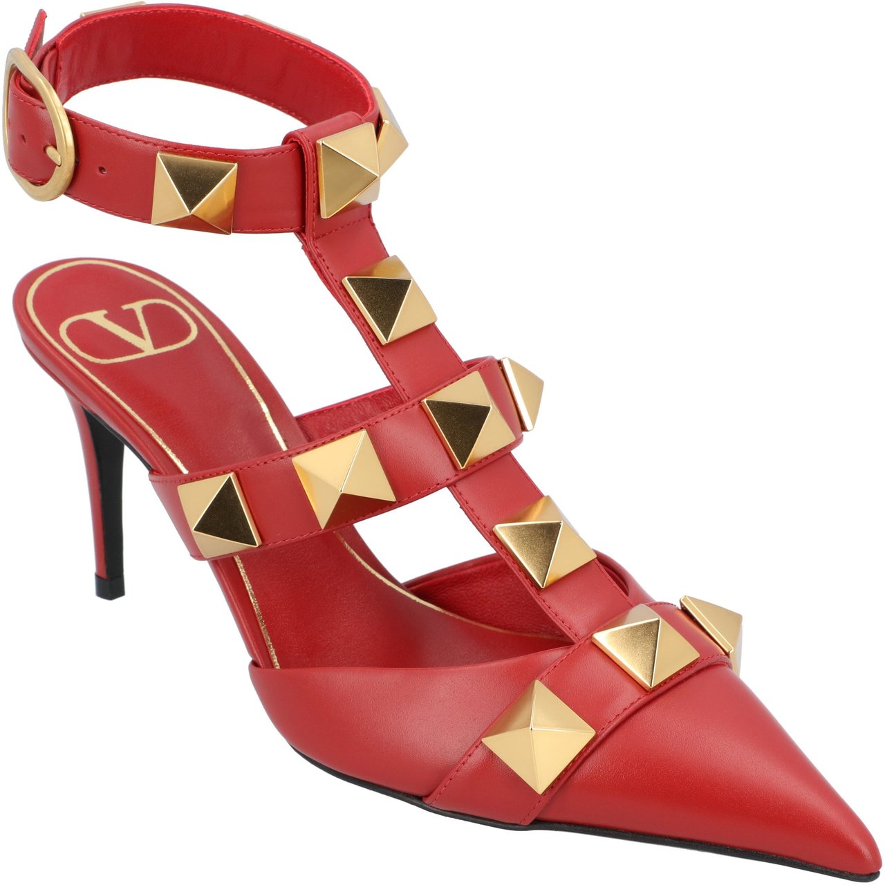 Valentino Roman Stud Pumps 80Mm Red Rood