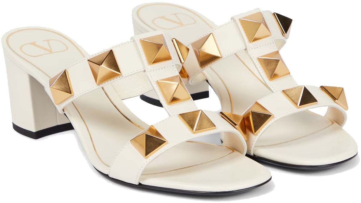 Valentino Valentino Garavani Roman Stud Leather Sandals Wit