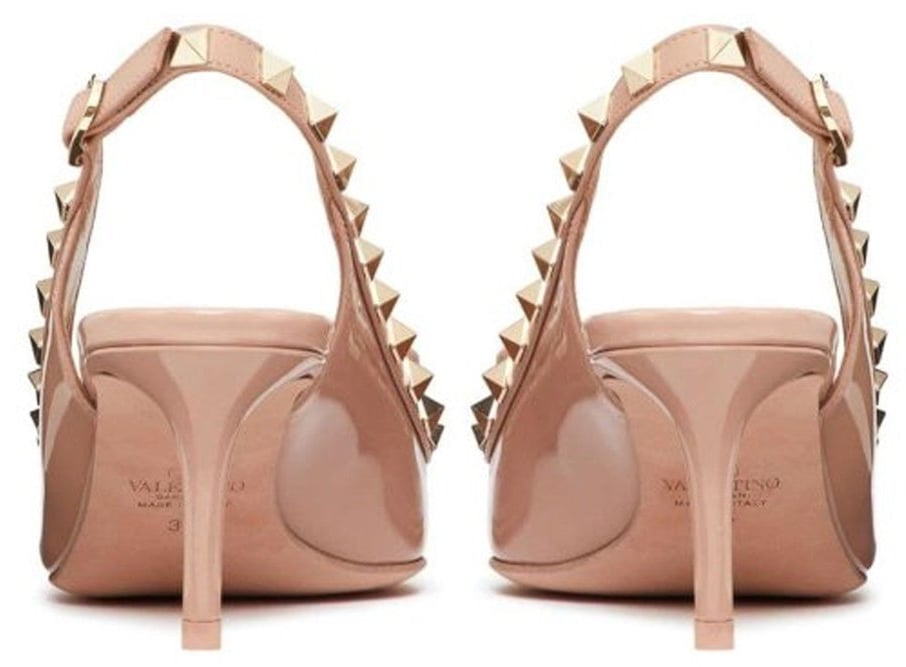 Valentino Garavani Leather Slingback Pumps Beige