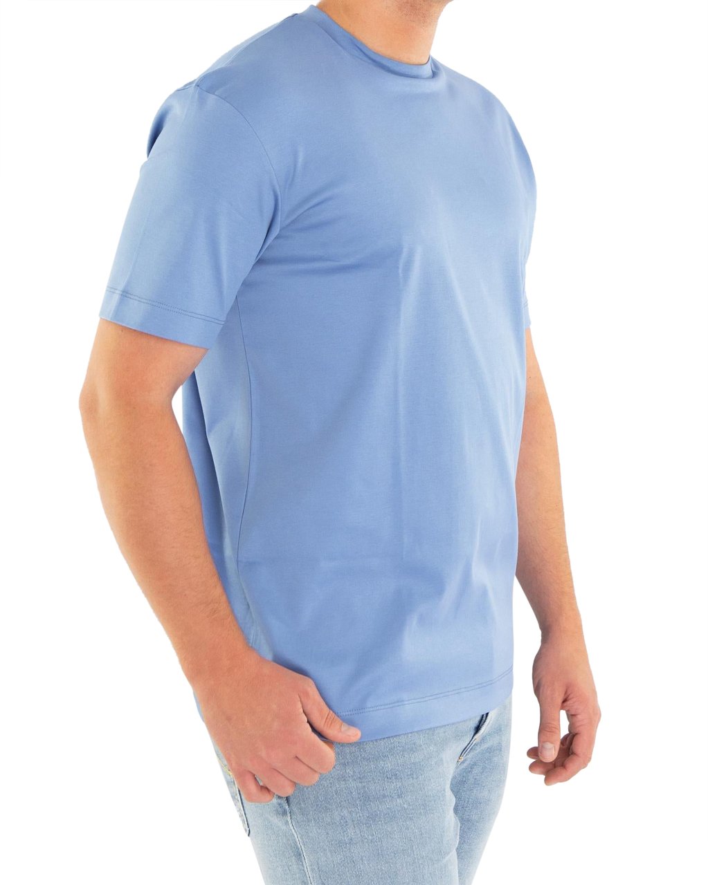 Valenza Heren Interlock Supima T-Shirt Blauw Blauw