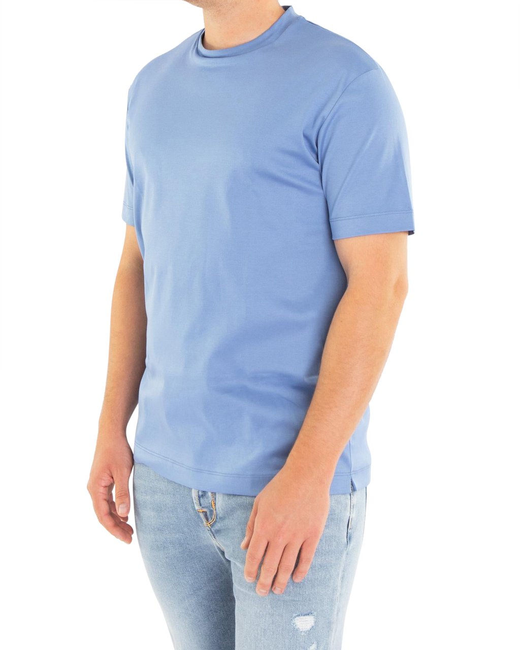 Valenza Heren Interlock Supima T-Shirt Blauw Blauw