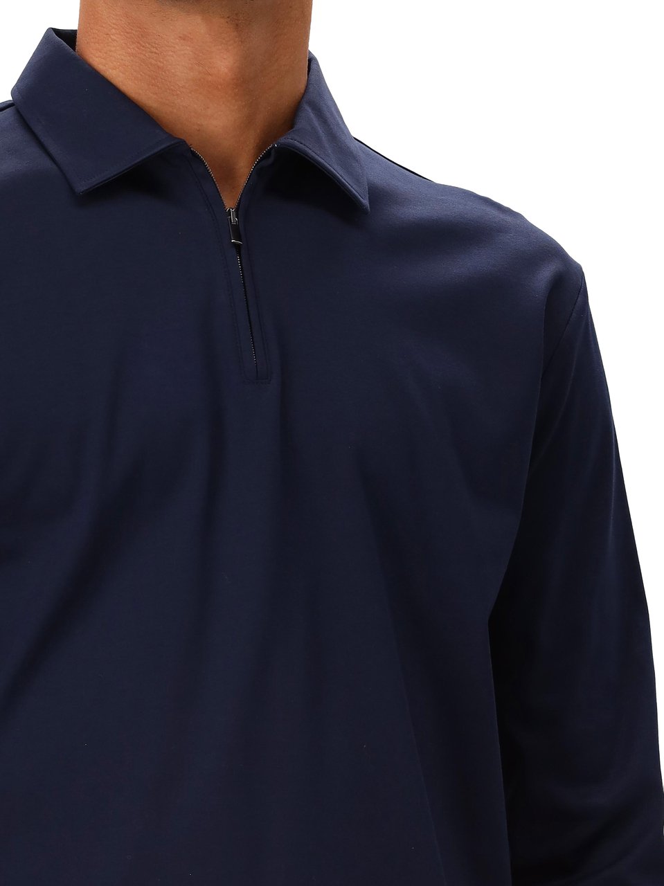 Valenza Heren Supima Polo Zip Collar L/S Blauw
