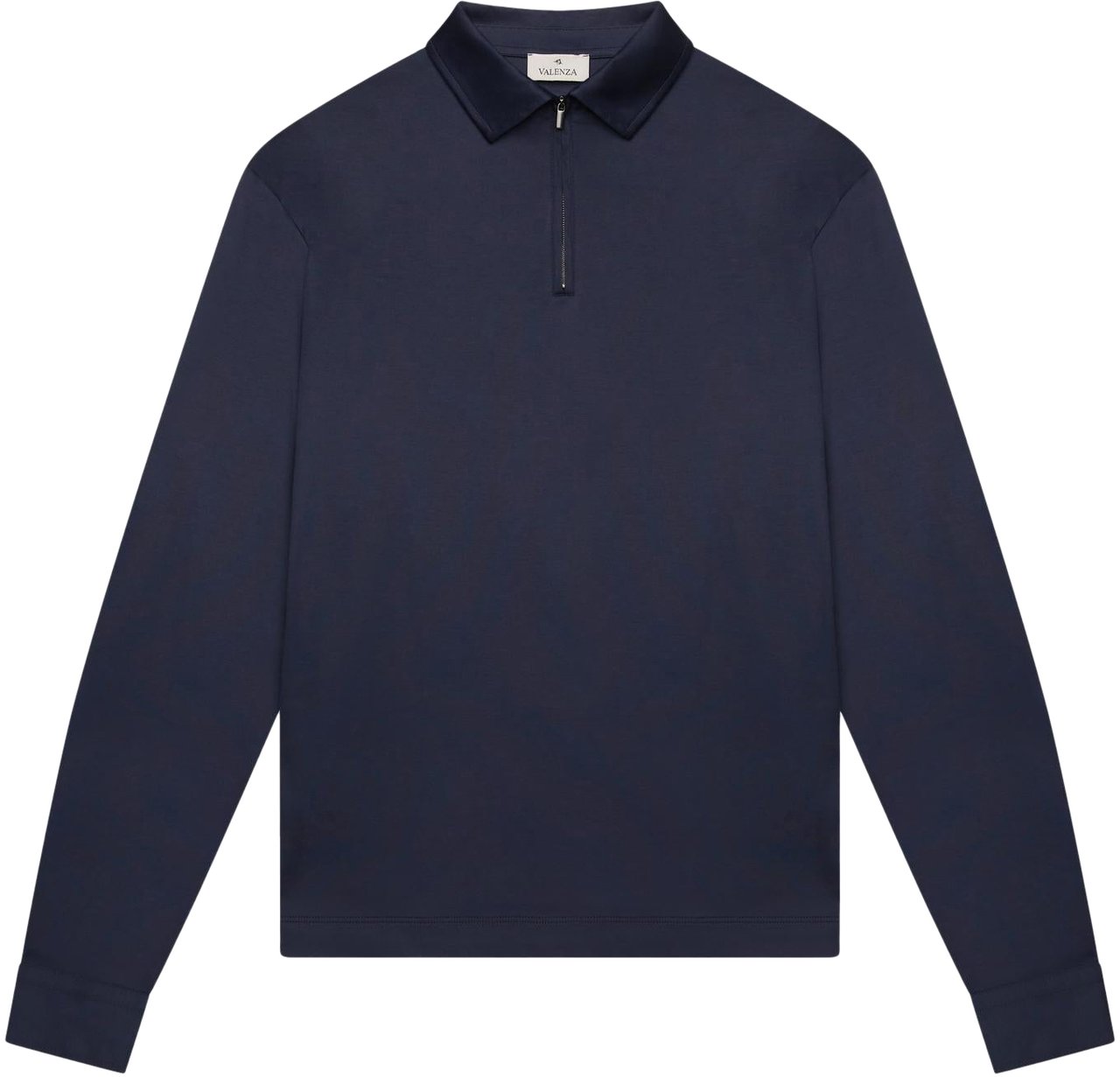 Valenza Heren Supima Polo Zip Collar L/S Blauw