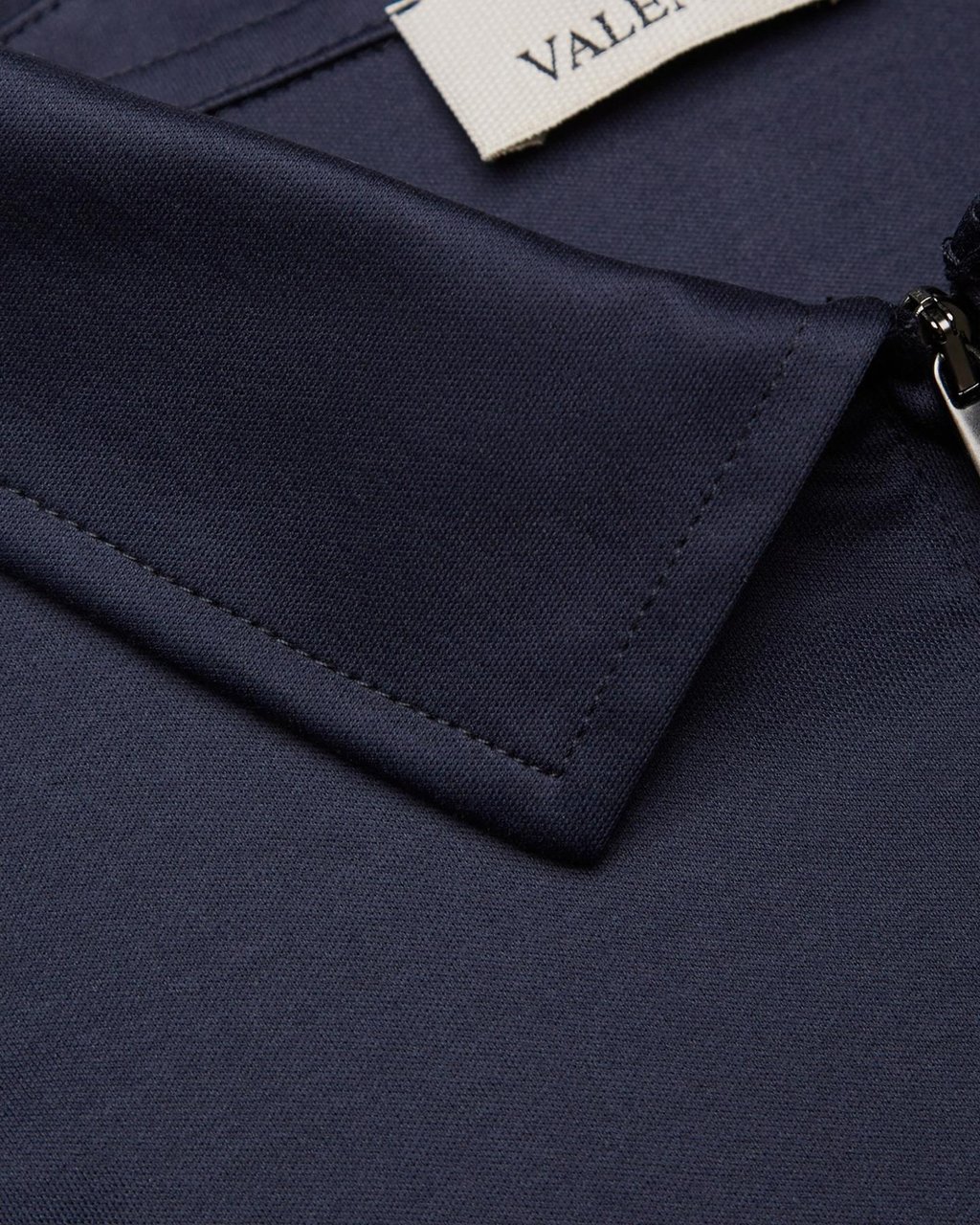 Valenza Heren Supima Polo Zip Collar L/S Blauw