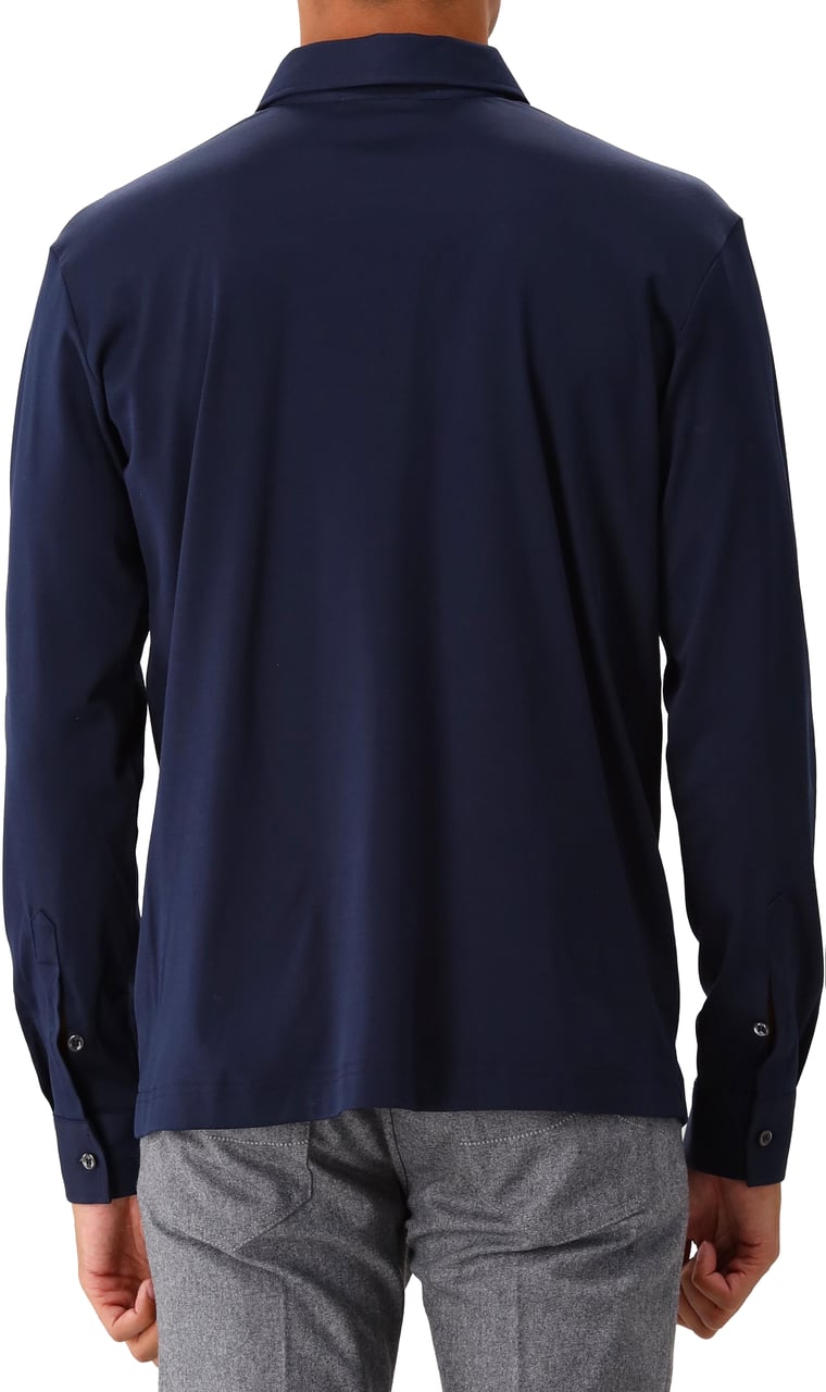 Valenza Heren Supima Polo Zip Collar L/S Blauw