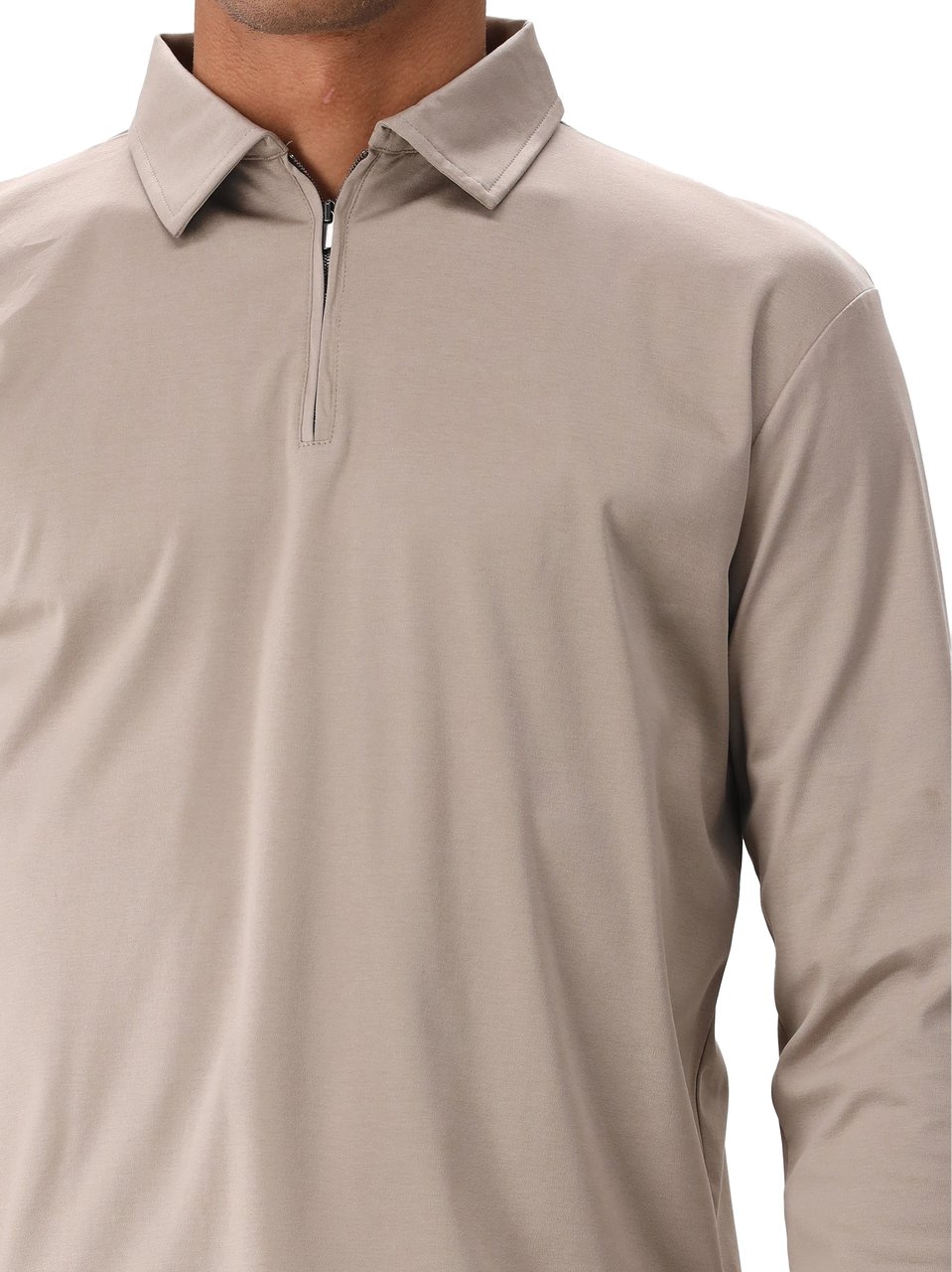 Valenza Valenza Longsleeve Polo Lead Grey Zip Collar Grijs