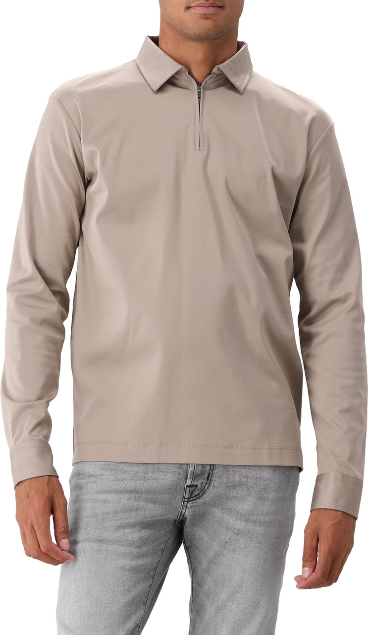 Valenza Valenza Longsleeve Polo Lead Grey Zip Collar Grijs