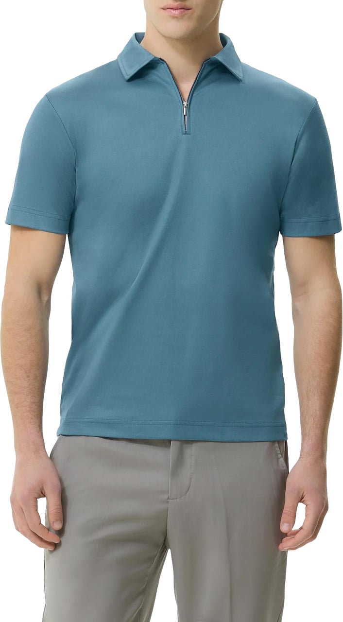 Valenza Heren Supima Polo Zip Collar Blauw