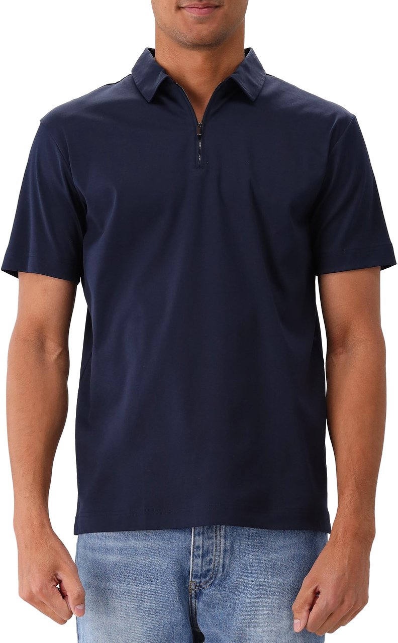 Valenza Valenza Zip Polo Supima Navy Blauw