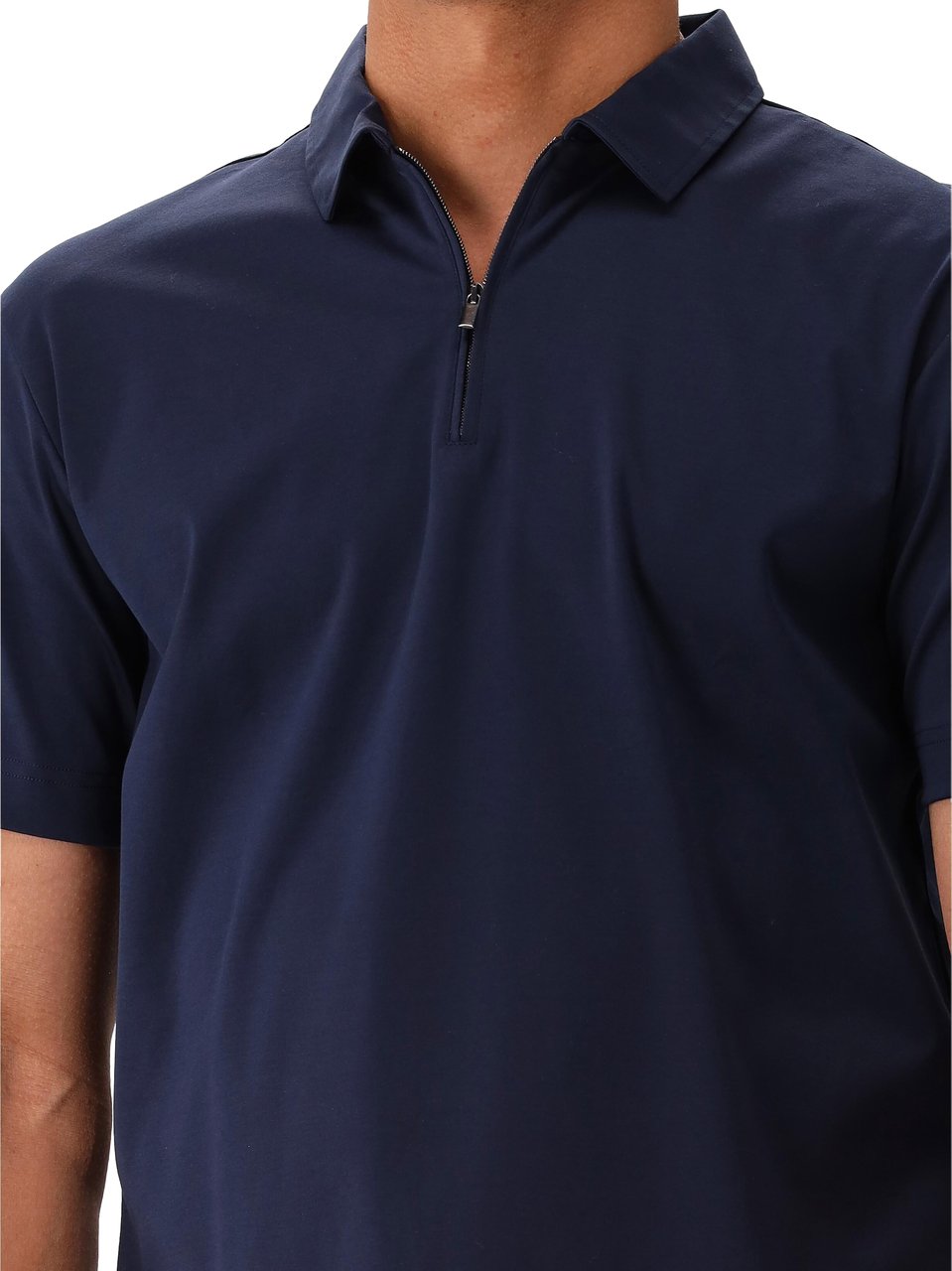 Valenza Valenza Zip Polo Supima Navy Blauw