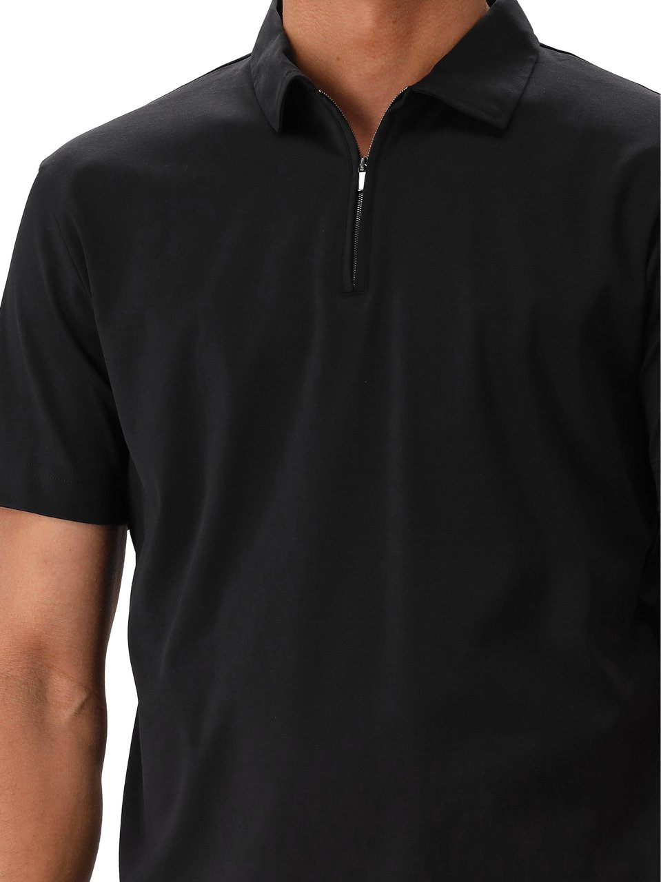 Valenza Valenza Zip Polo Supima Black Zwart