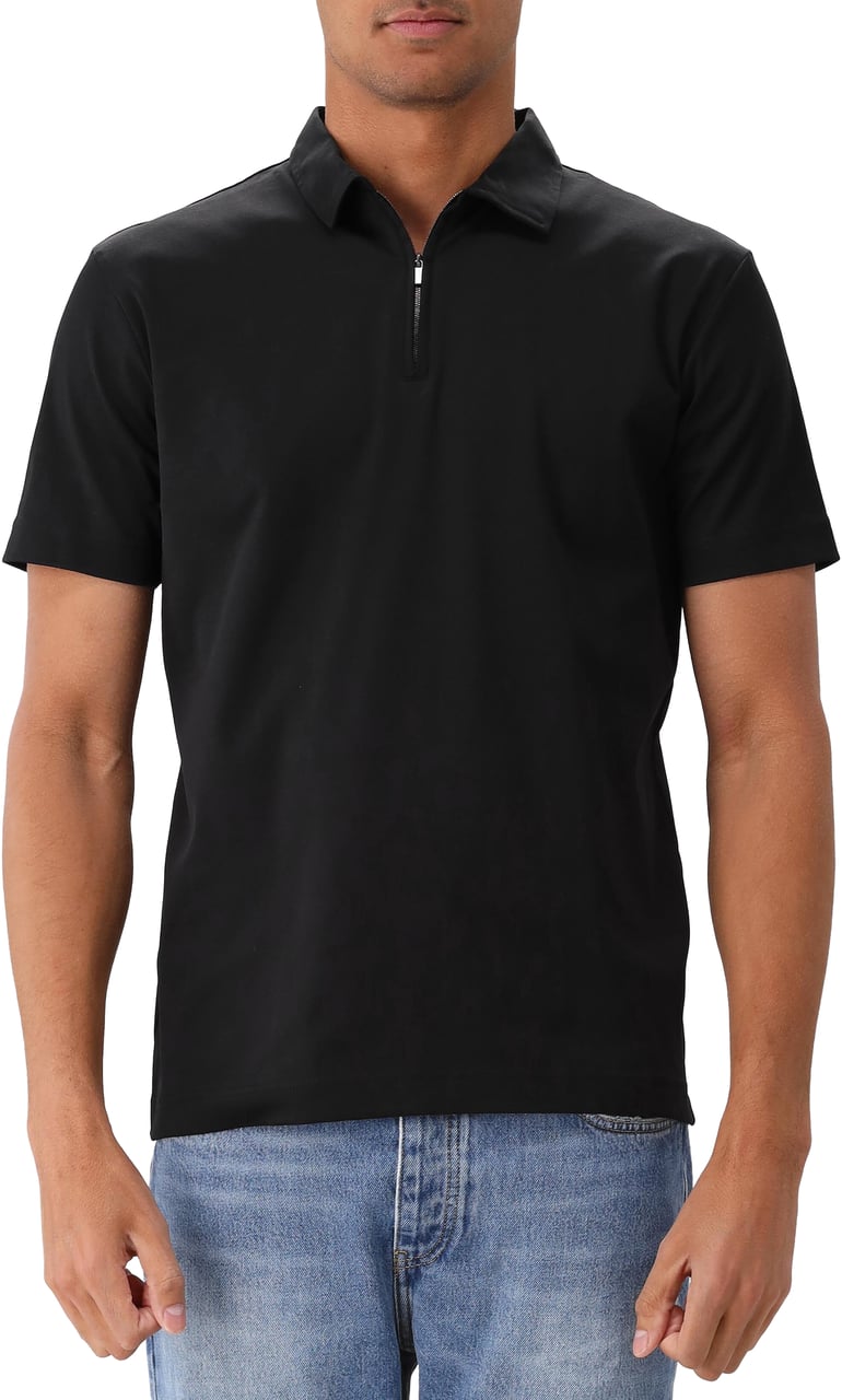 Valenza Valenza Zip Polo Supima Black Zwart