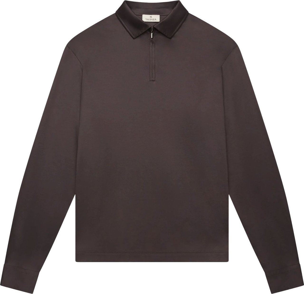 Valenza Supima Polo Zip Collar L/s Polos Donkerbruin 1172 Bruin