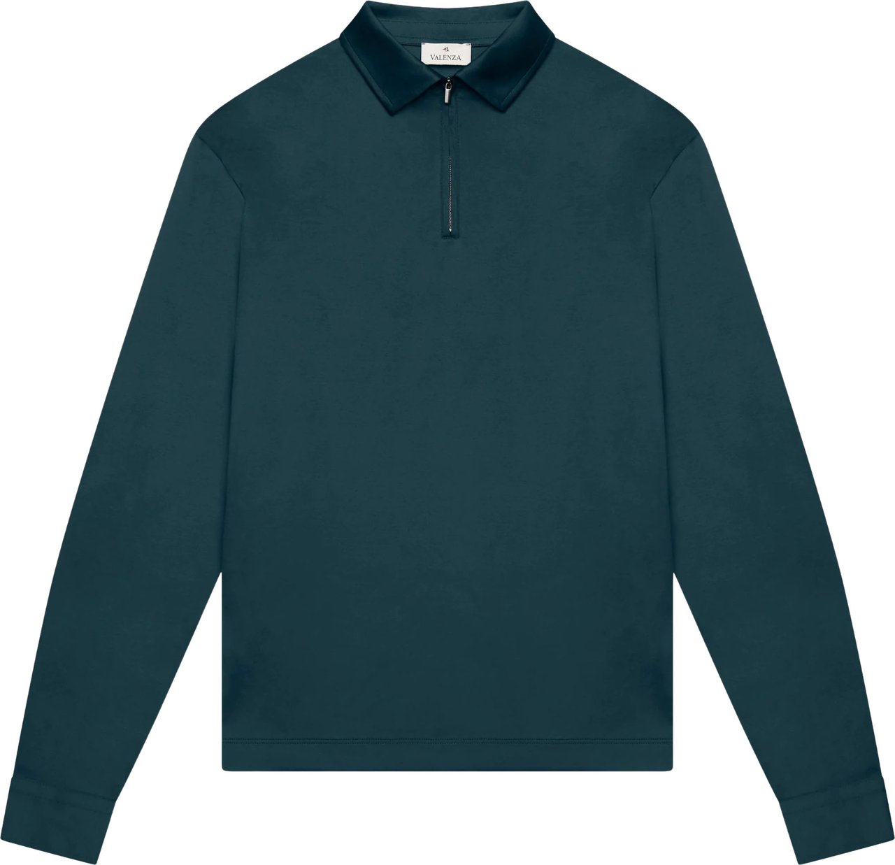 Valenza Supima Polo Zip Collar L/s Polos Donkergroen 1172 Groen