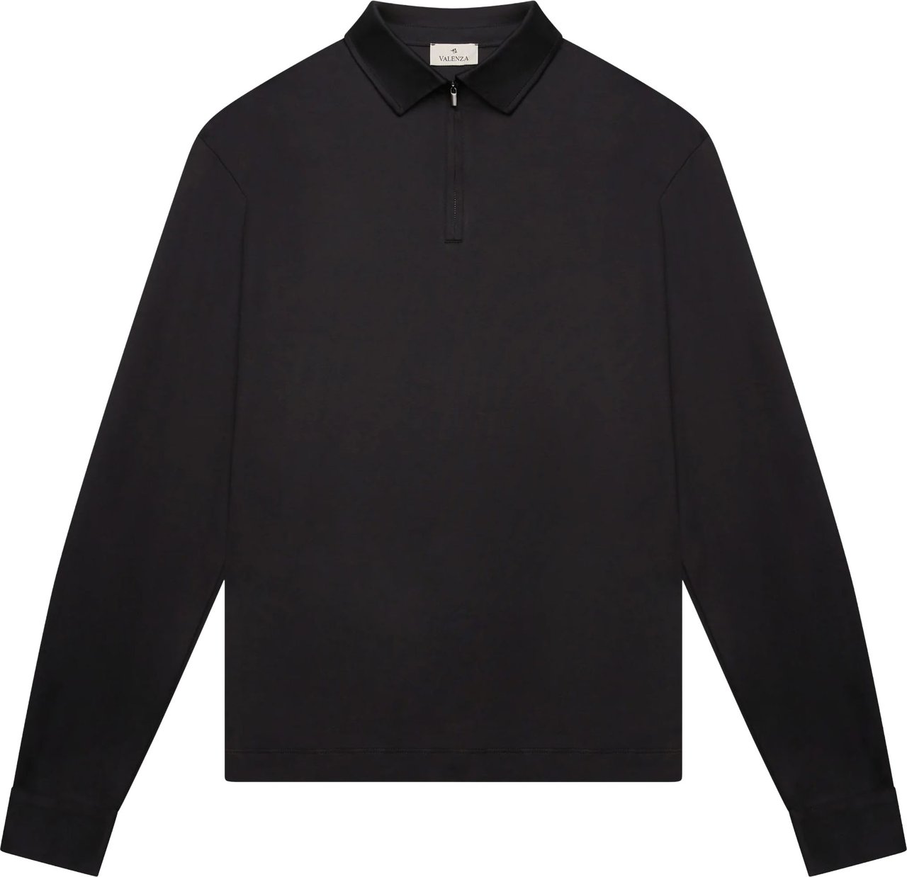 Valenza Supima Polo Zip Collar L/s Polos Zwart 1172 Zwart