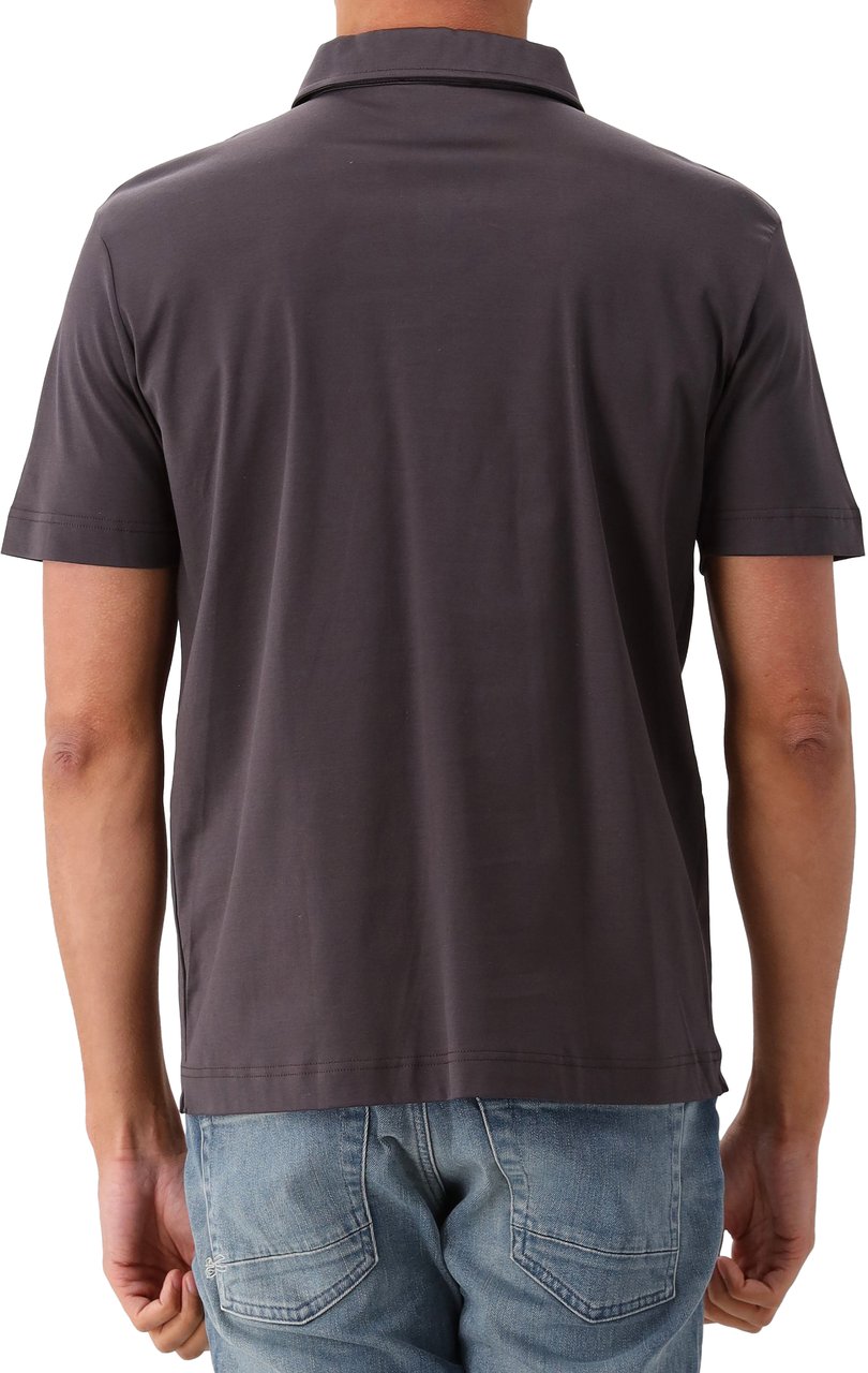 Valenza Valenza Polo Supima Zip Collar Asphalt Grijs