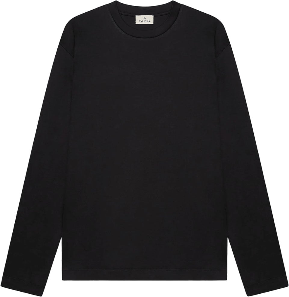 Valenza INTERLOCK SUPIMA LONG SLEEVE T-SHIRT Zwart