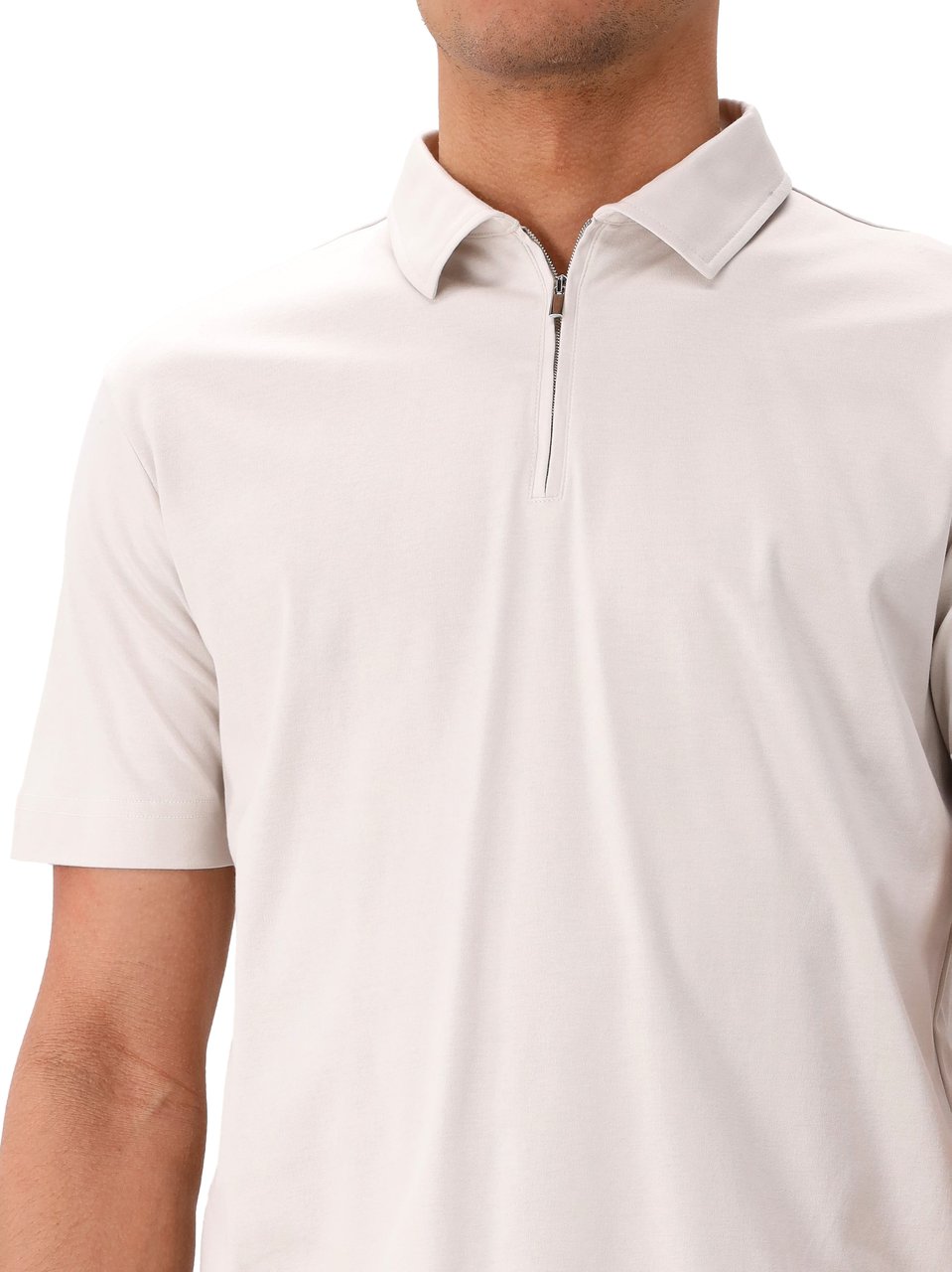 Valenza Polo Grijs Supima Polo Zip Pearl Grey Grijs
