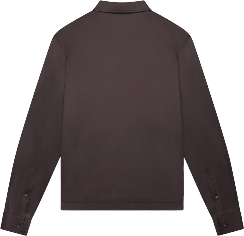 Valenza SUPIMA ZIP COLLAR LONG SLEEVE POLO SHIRT Bruin