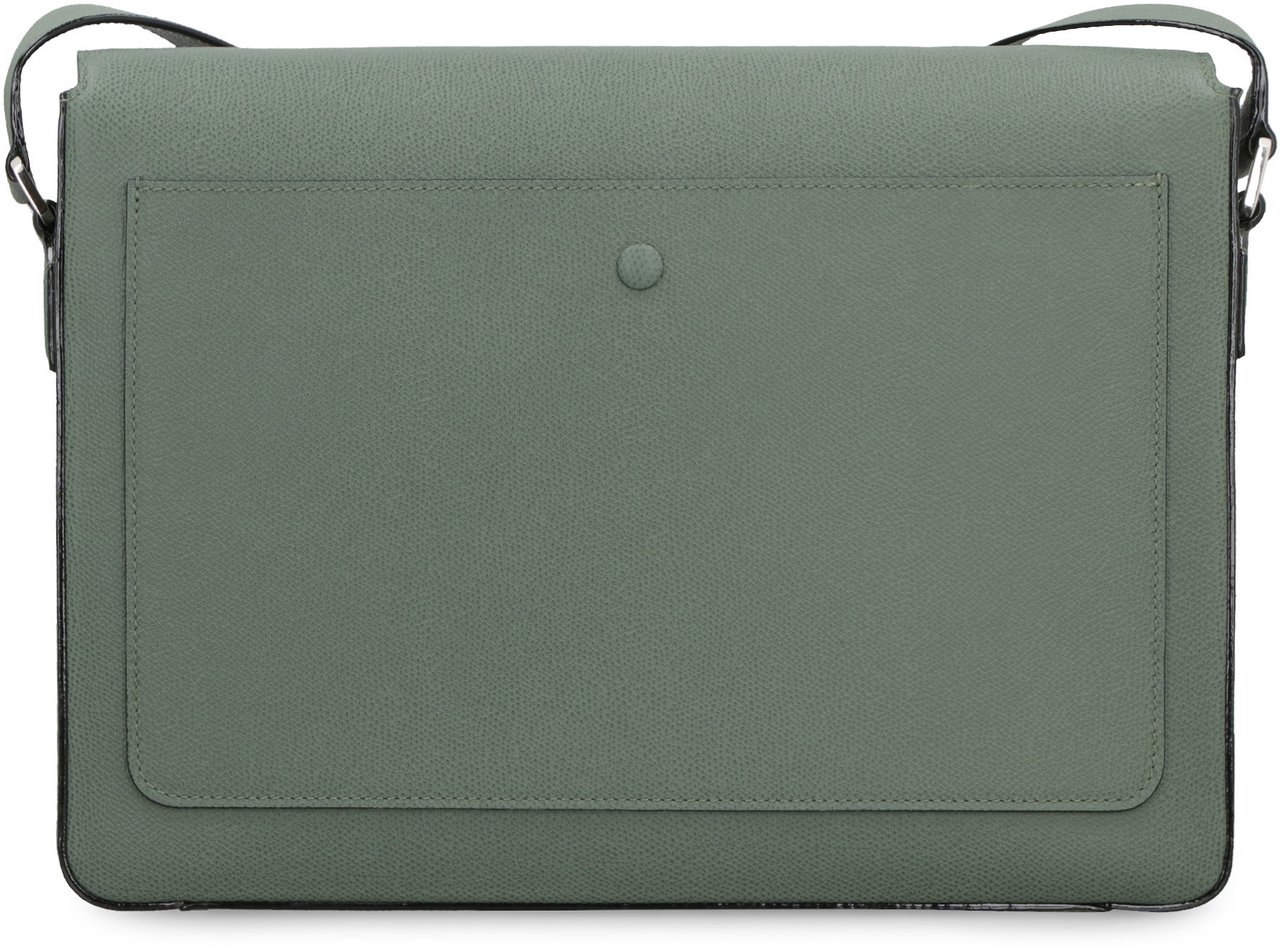 Valextra V-Line leather messenger bag Groen
