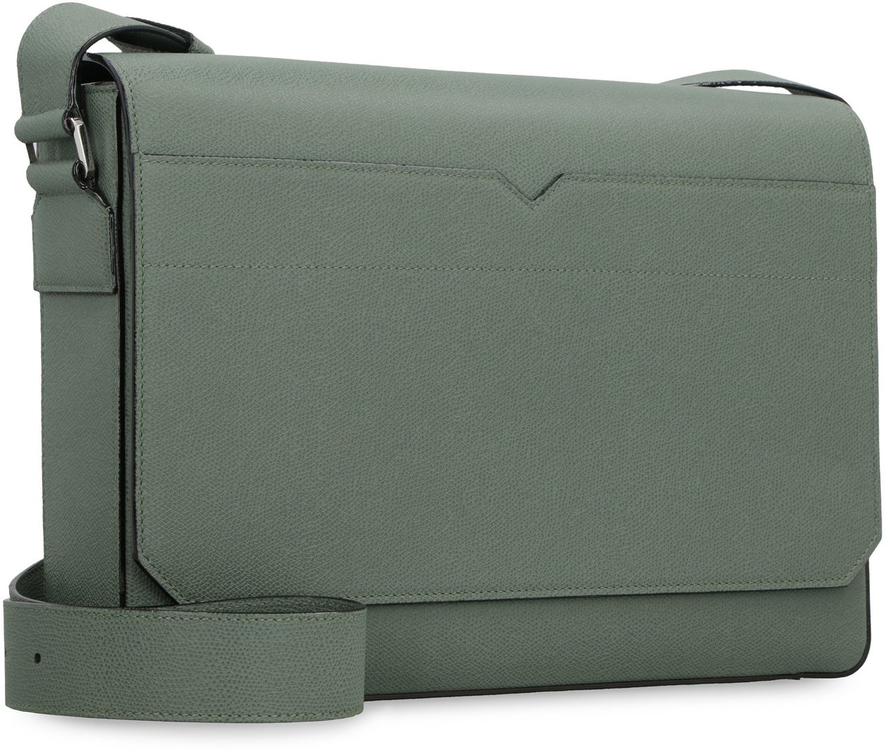 Valextra V-Line leather messenger bag Groen