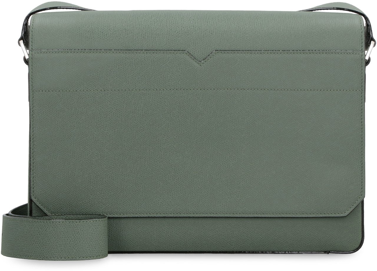 Valextra V-Line leather messenger bag Groen