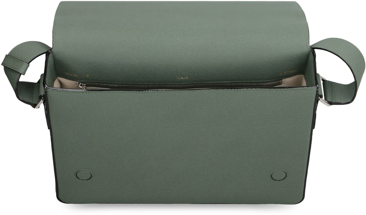 Valextra V-Line leather messenger bag Groen