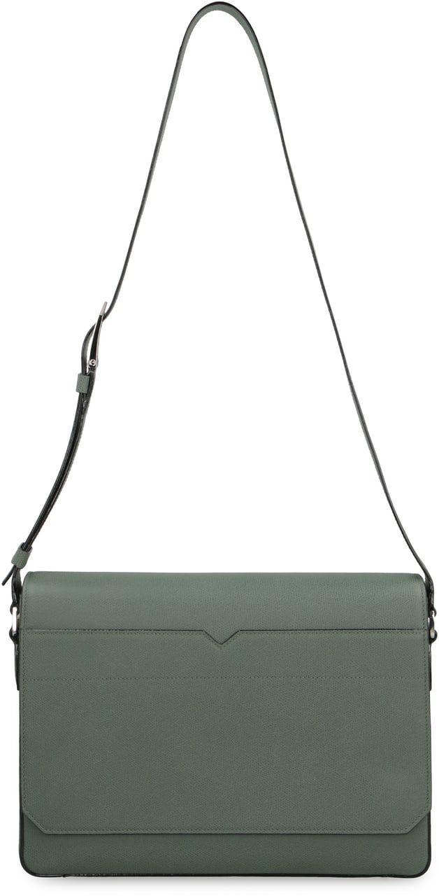 Valextra V-Line leather messenger bag Groen