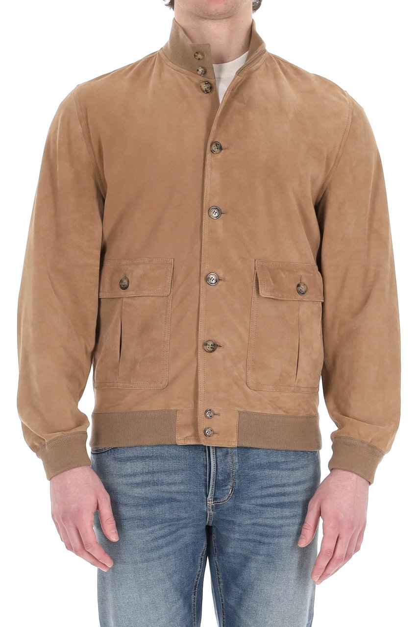 Valstar Classic Suede Jacket with Button-Up Front and Flap Pockets Neutraal