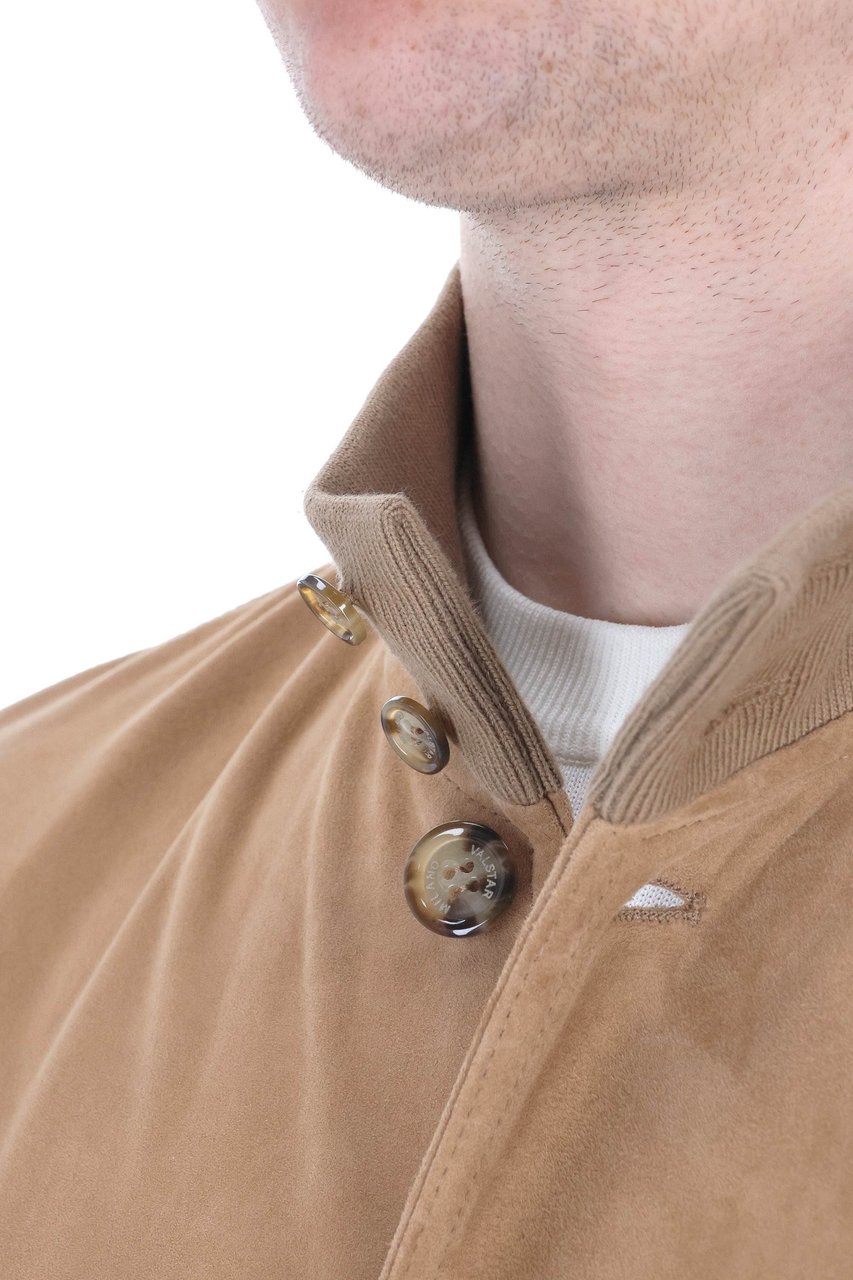 Valstar Classic Suede Jacket with Button-Up Front and Flap Pockets Neutraal