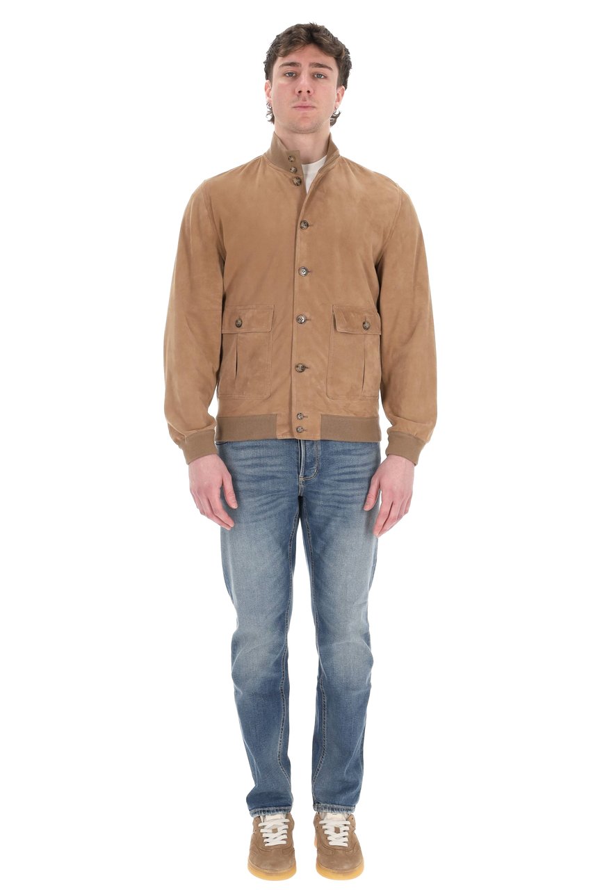 Valstar Classic Suede Jacket with Button-Up Front and Flap Pockets Neutraal
