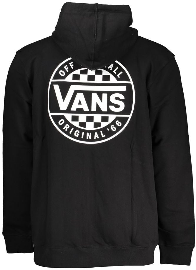 Vans Black Cotton Men Sweater with Hood and Zip Pockets Zwart