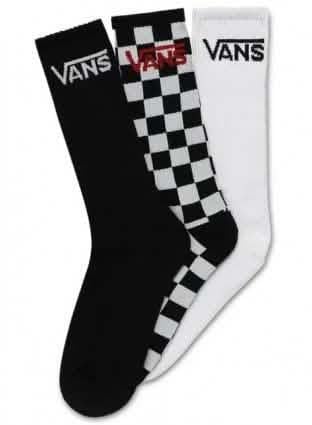 Vans Classic Crew 3 Pack Sokken Black Checkerboard Blauw