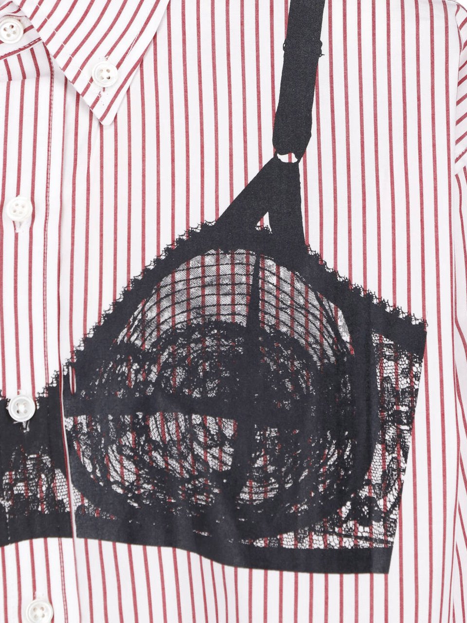 VAQUERA Red/White Striped Lace Overlay Shirt Neutraal