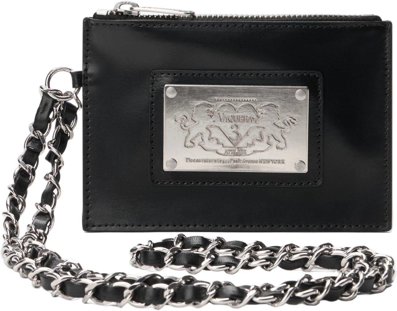 VAQUERA WOMEN WALLET NECKLACE LEATHER BLACK Zwart
