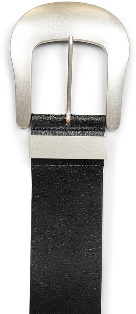 VAQUERA OVERSIZED WESTERN BELT CRACKED LEATHER BLACK Zwart
