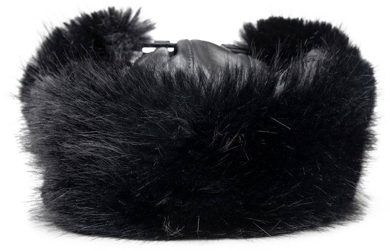 VAQUERA TRAPPER HAT LEATHER BLACK Zwart