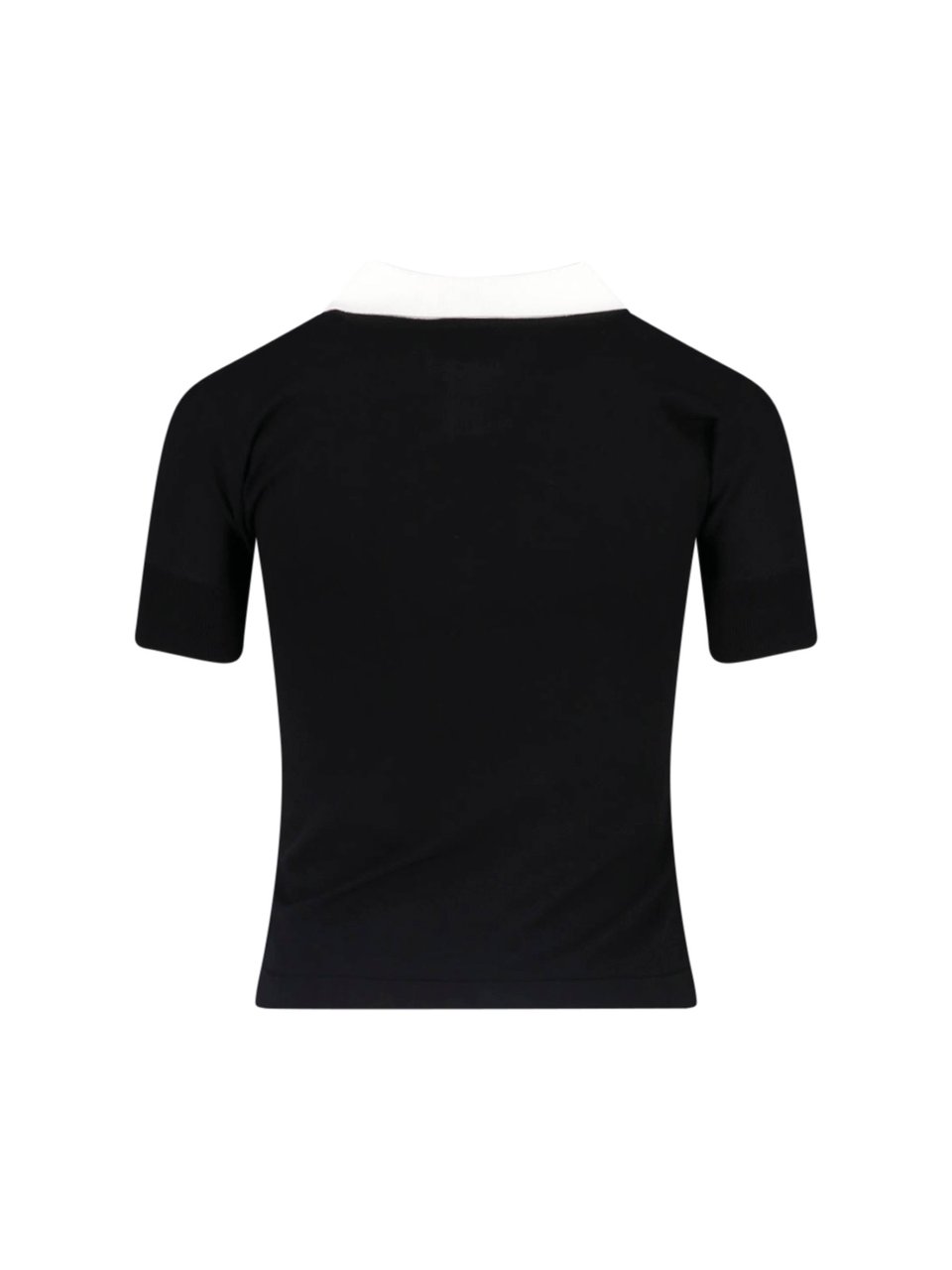 VAQUERA Black Graphic Print Cropped Polo Zwart