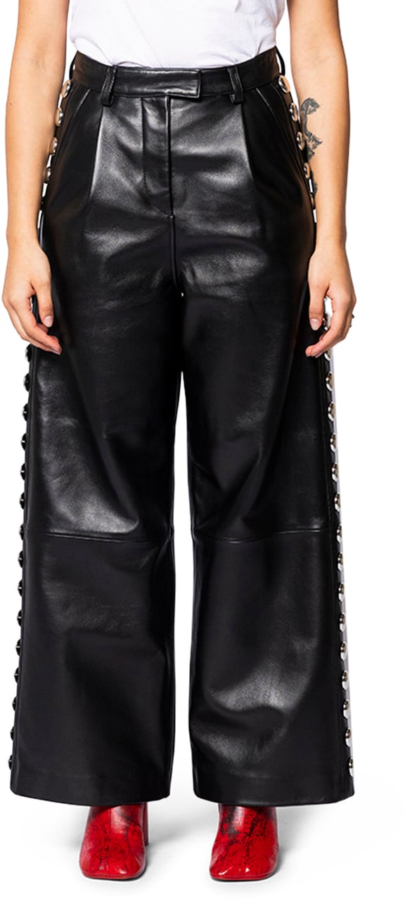 VAQUERA STUDDED TROUSERS LEATHER BLACK Zwart