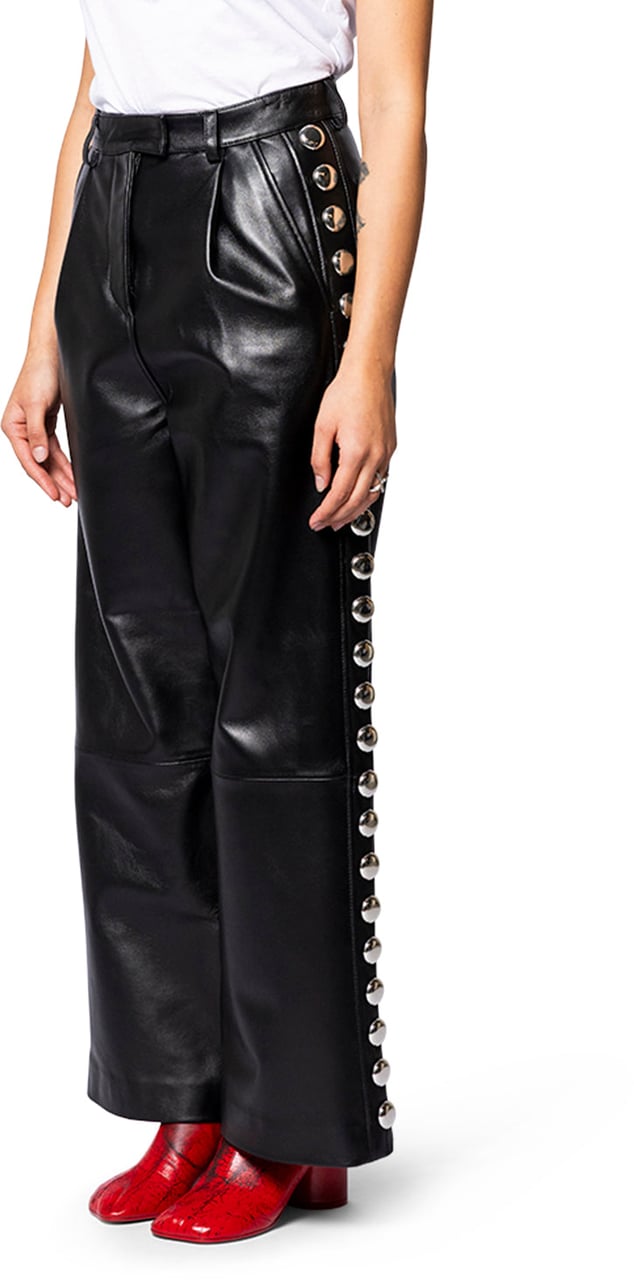 VAQUERA STUDDED TROUSERS LEATHER BLACK Zwart