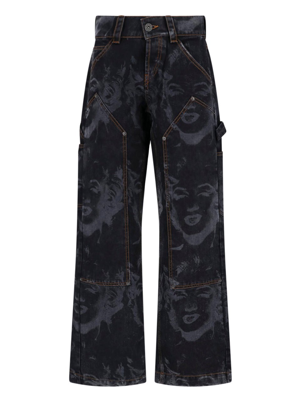 VAQUERA Blue Wide-Leg Faded Print Jeans Zwart