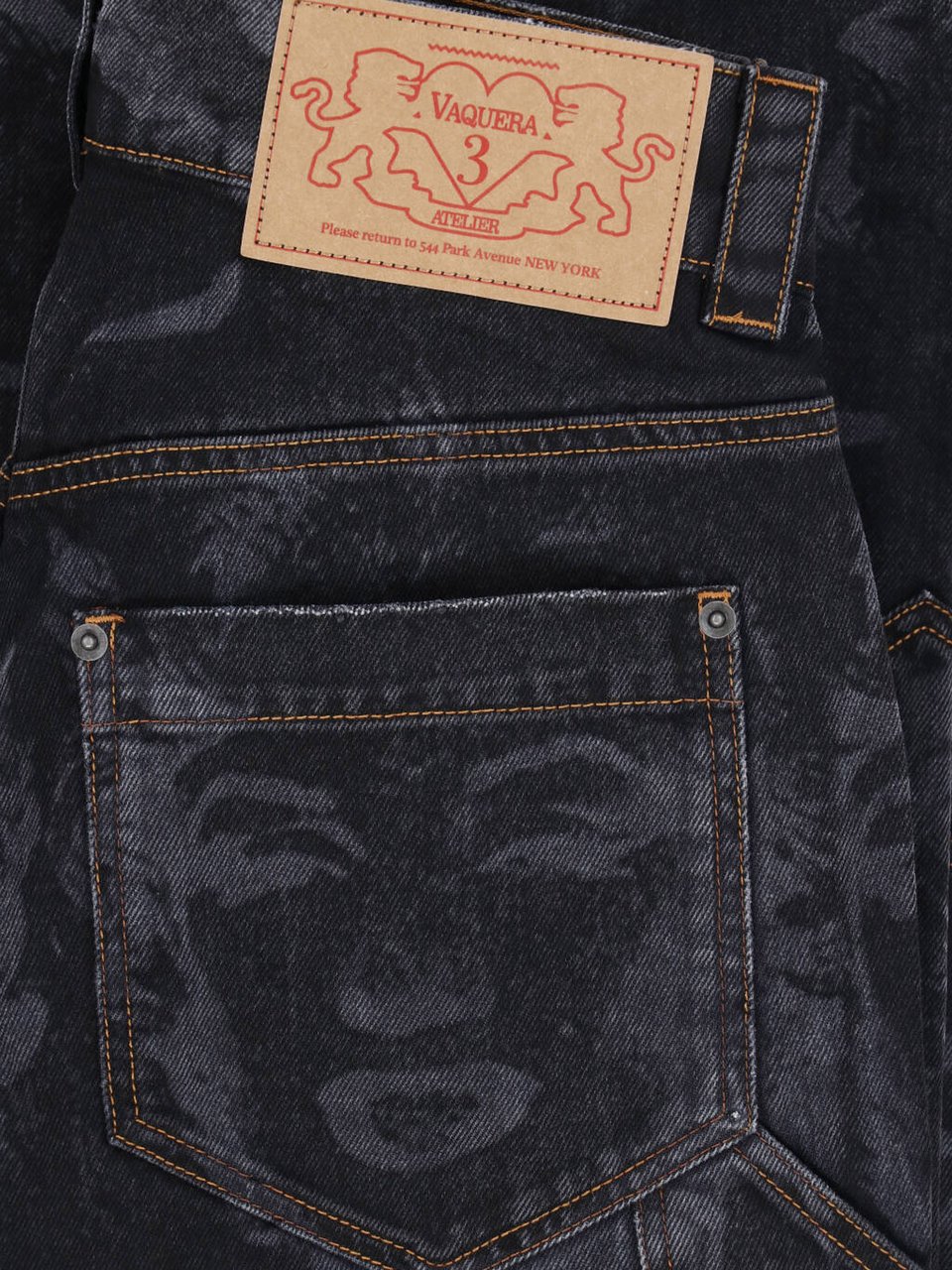 VAQUERA Blue Wide-Leg Faded Print Jeans Zwart