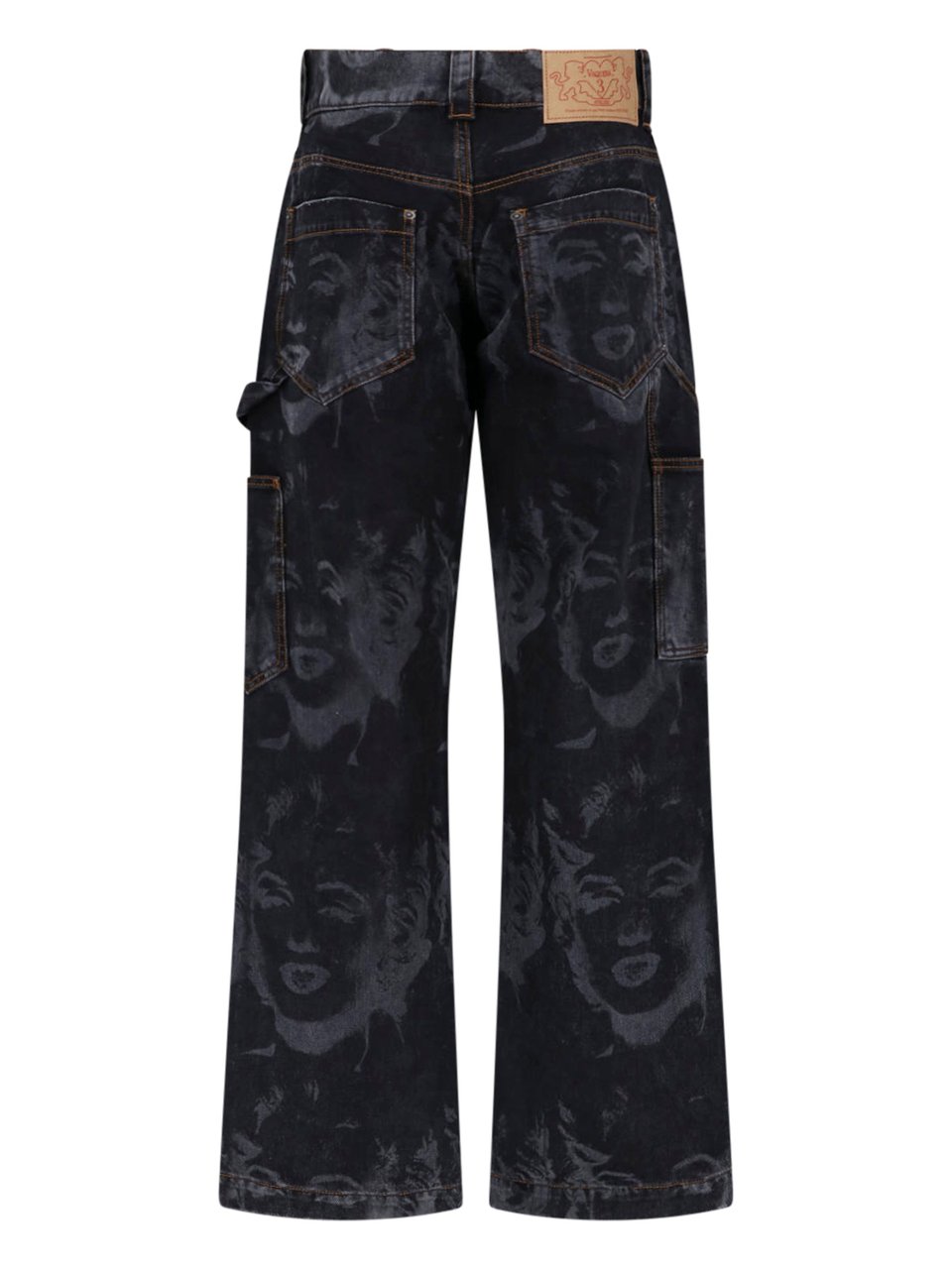 VAQUERA Blue Wide-Leg Faded Print Jeans Zwart