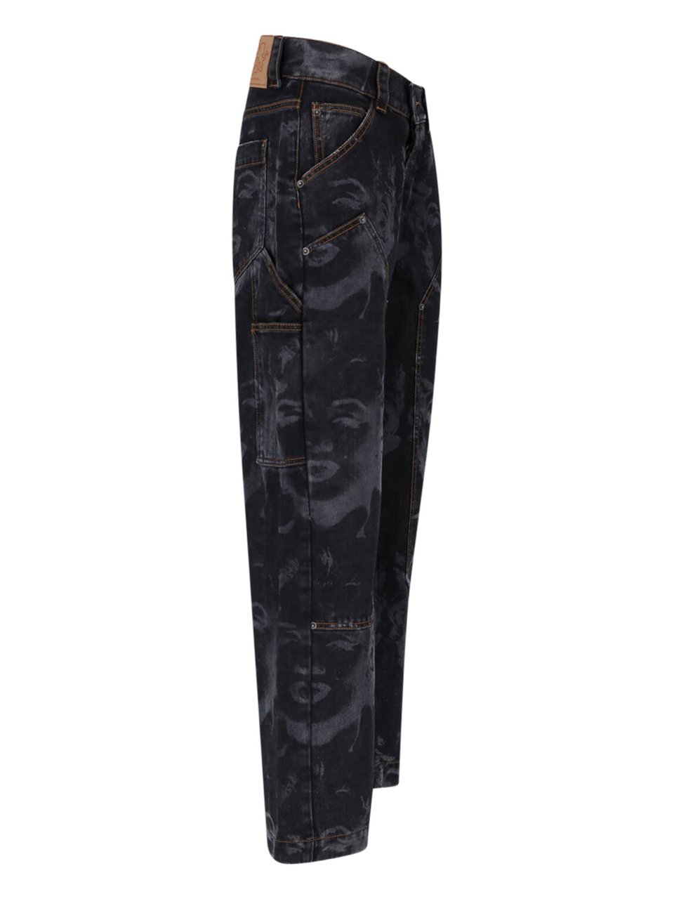 VAQUERA Blue Wide-Leg Faded Print Jeans Zwart