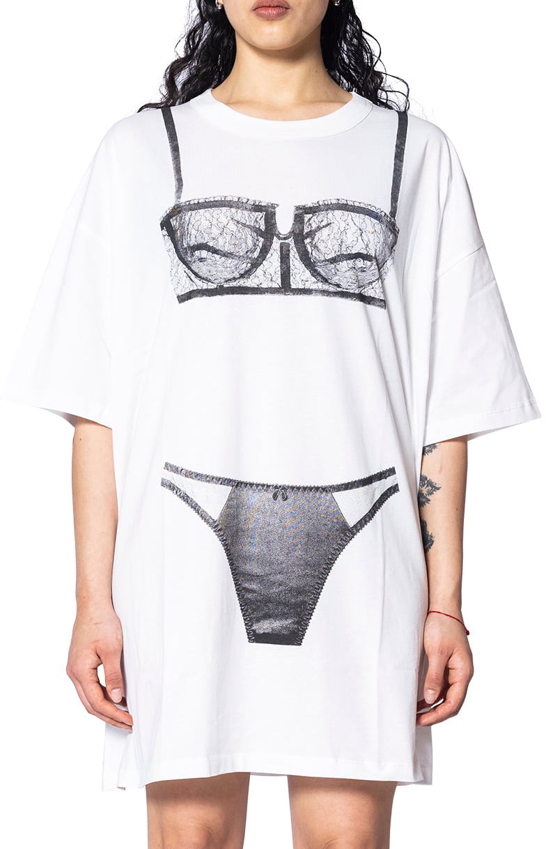 VAQUERA TROMPE L'OEIL TALL TEE KNIT BLANC Wit