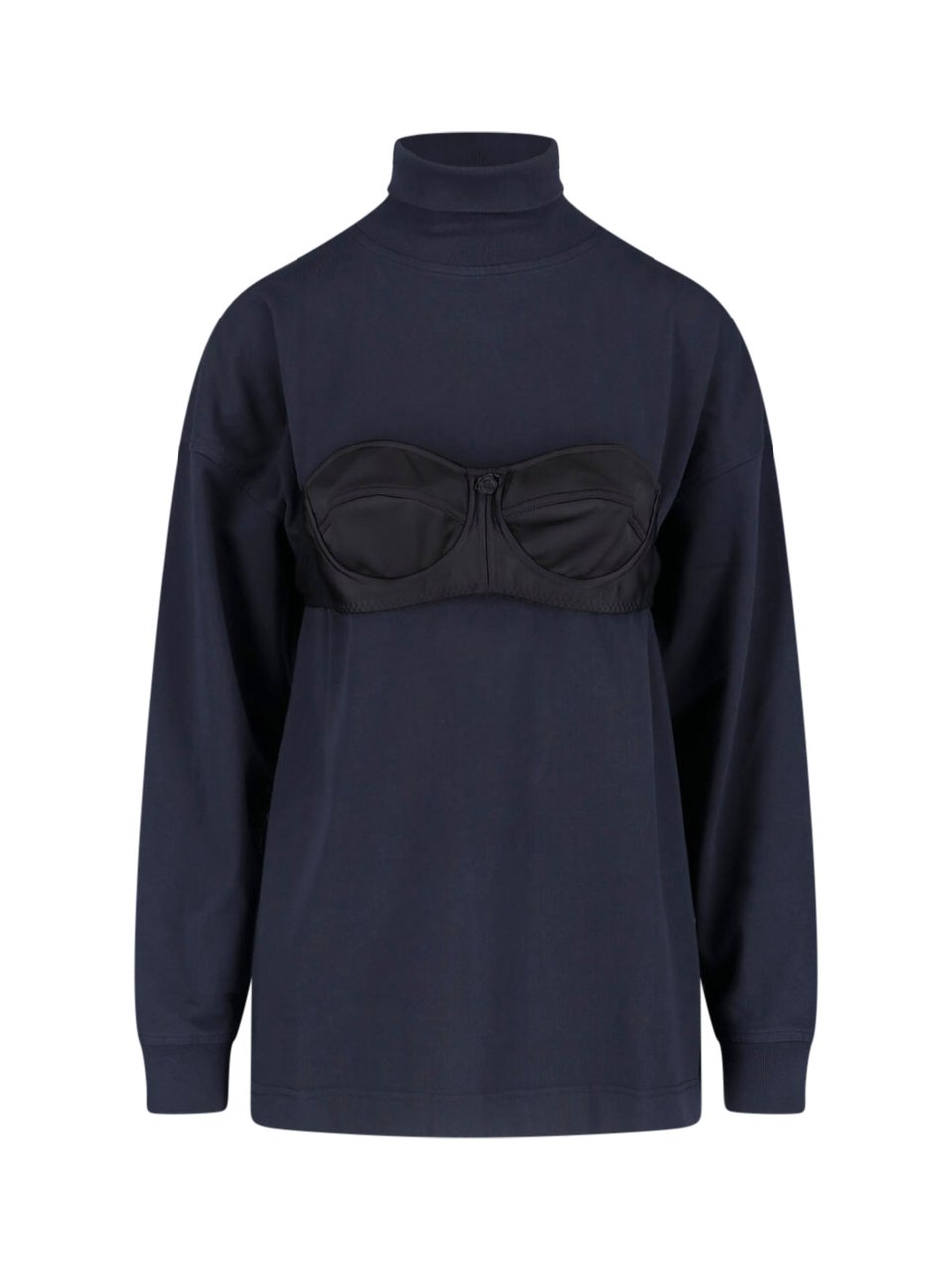VAQUERA Black High Neck Structured Top Blauw
