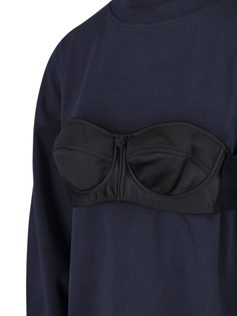 VAQUERA Black High Neck Structured Top Blauw